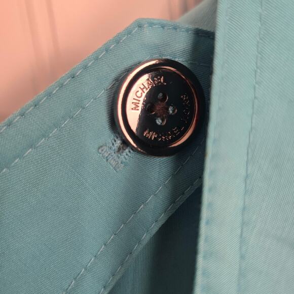 Women's Michael Kors Trench Coat Raincoat Turquoise Medium - Picture 11 of 16